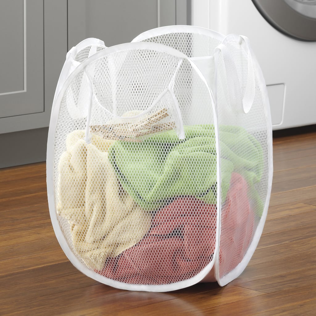 Whitmor Pop & Fold Laundry Hamper - White