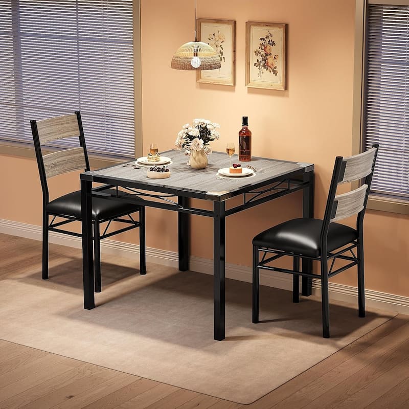 3-Piece Modern Space-Saving Dining Table Set for Small Space, Dining Room, Apartment