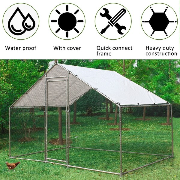 Galvanized Large Metal Chicken Coop Cage Walk in Enclosure