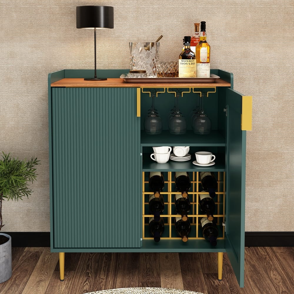 31.6'' Modern Coffee Bar Cabinet with Wine Racks and Storage Drawer