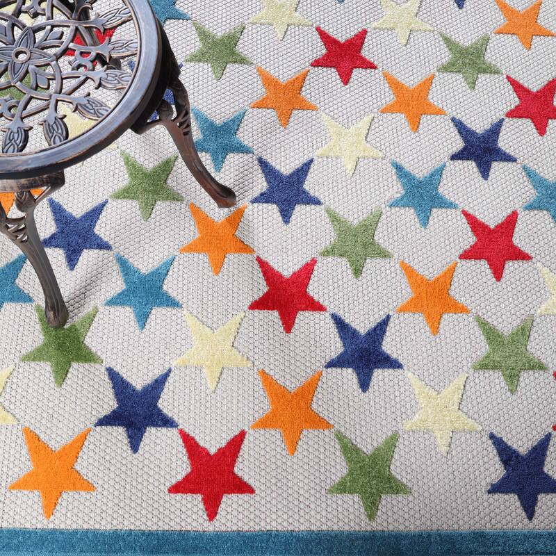 Superior Whimsical Stars Modern Indoor Outdoor Area Rug