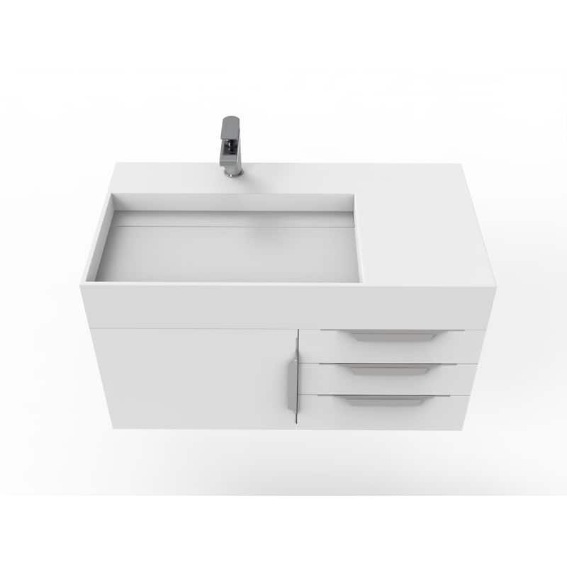 Amazon 36" Wall Mounted Bathroom Vanity Set w/ White Top