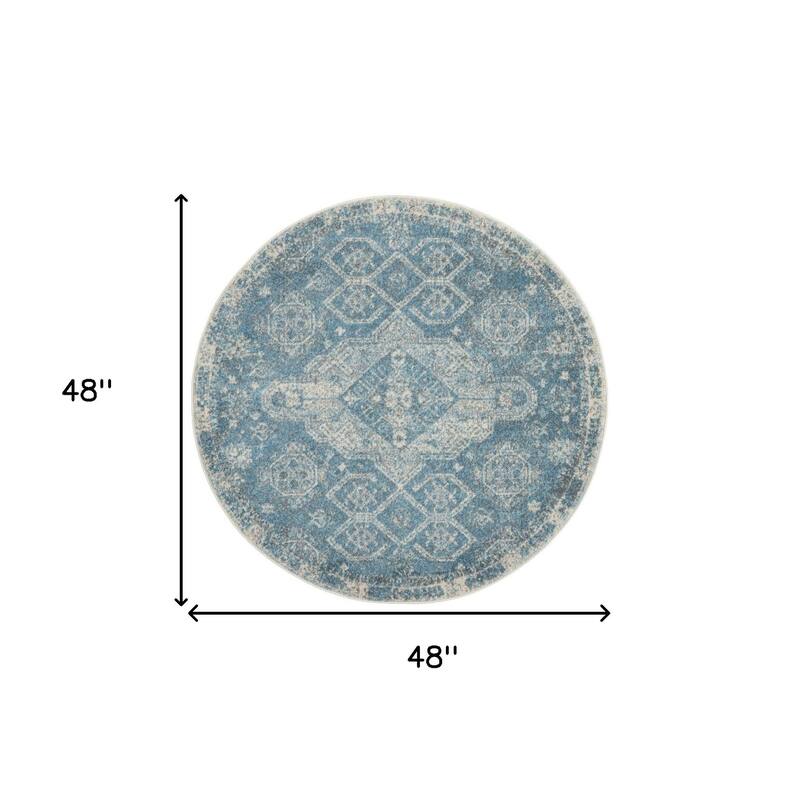 Power Loomed Distressed Geometric Stain Resistant Area Rug - 48' X '48' X '0.5