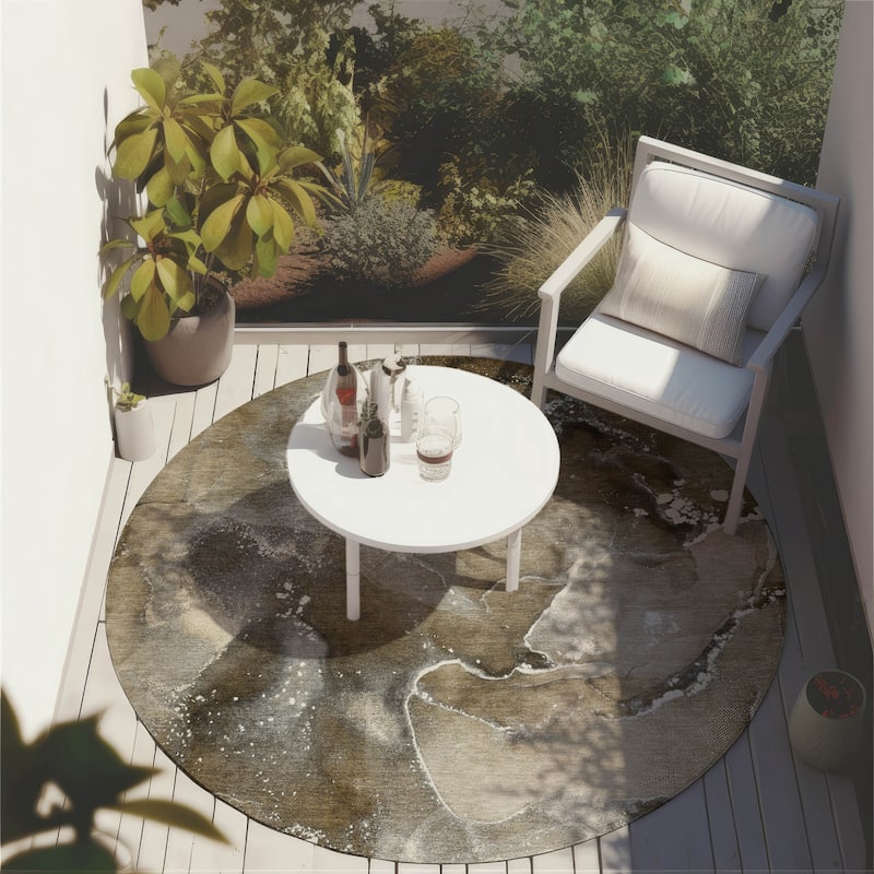Una Contemporary Abstract Weather Resistant Classic Meets Modern Outdoor Rug