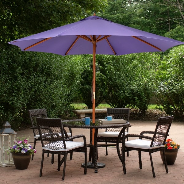 8 patio umbrella with wooden pole Outdoor Patio Market Umbrella with Wooden Pole - 8.5' - On Sale - Bed Bath  & Beyond
