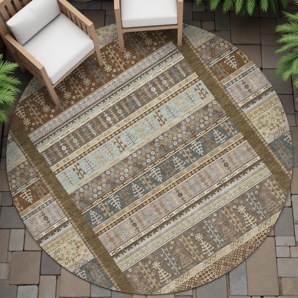 Machine Washable Indoor/Outdoor Global Kilim Chantille Rug