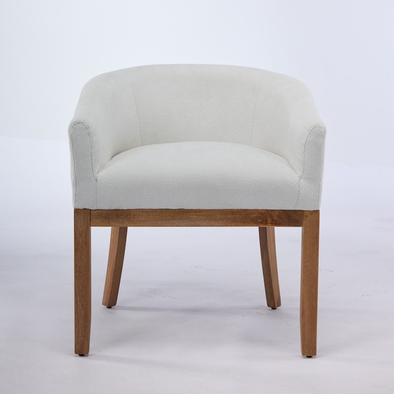 GDF Studio - Winslow Mid-Century Modern Barrel Dining Chair with Arms and Linen Upholstery