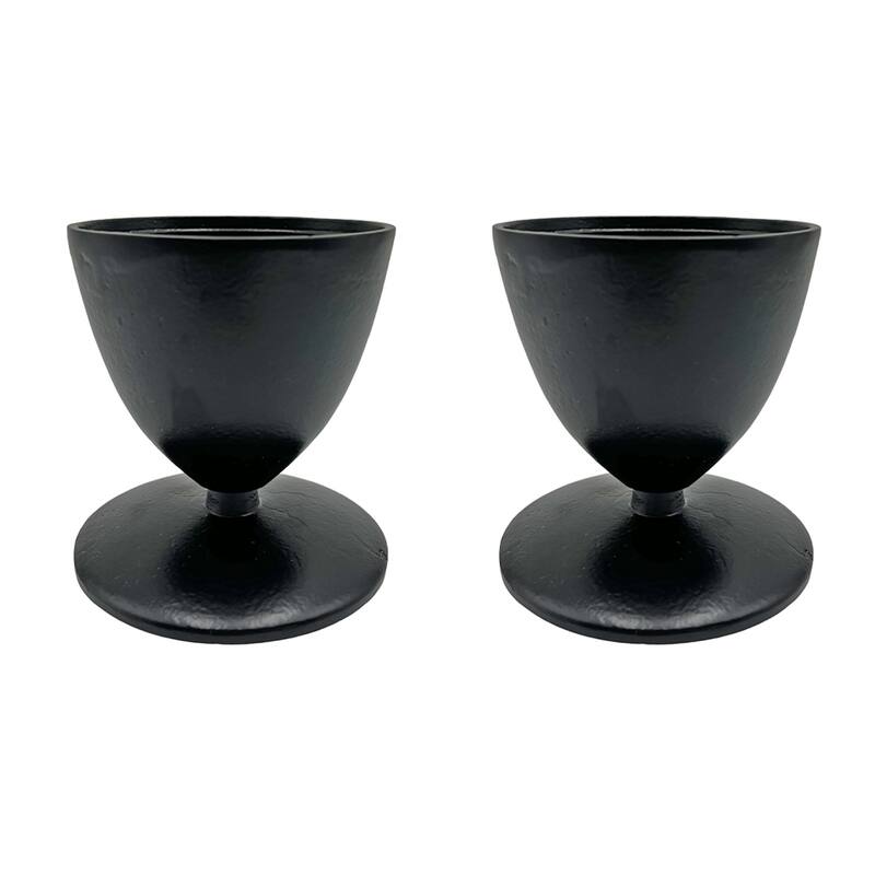 Decorative Handmade Aluminum Modern Candle holder Set of 2 - Large (4.75 x 4.75 x 5 in) - Black