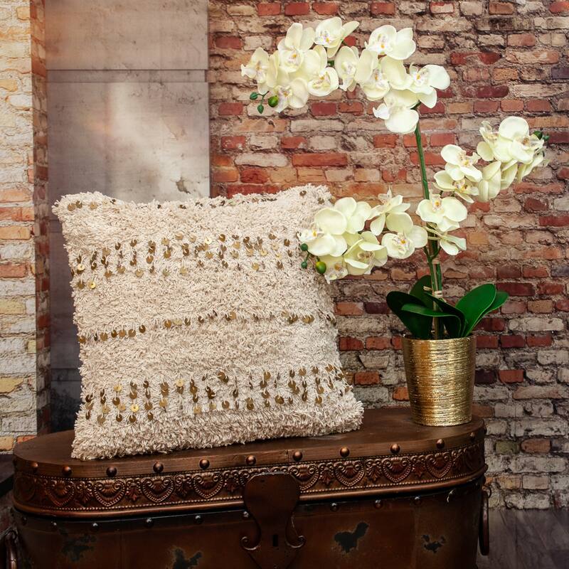 Bohemian Square Throw Pillow - 18" - Beige