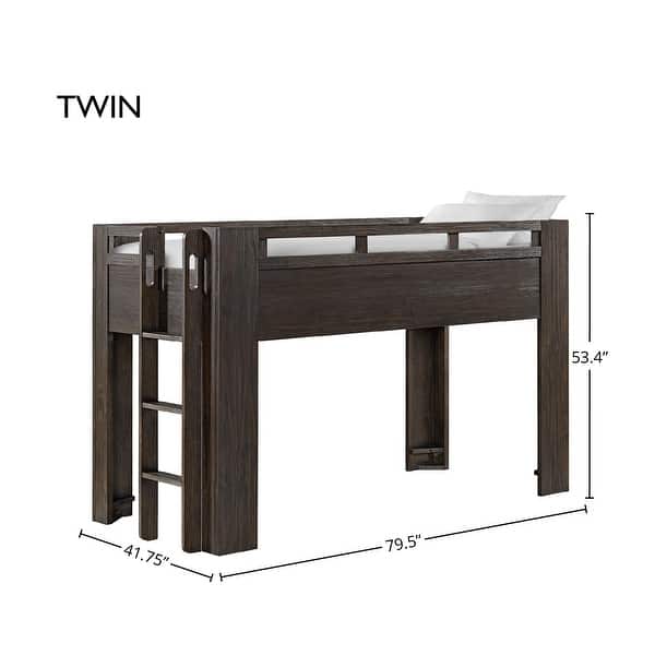 dimension image slide 1 of 2, Bello Twin Pine Low Loft Bed
