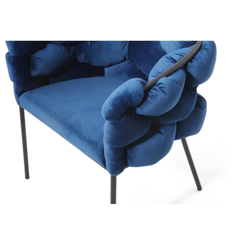 Modrest Debra Modern Blue Velour Dining Chair