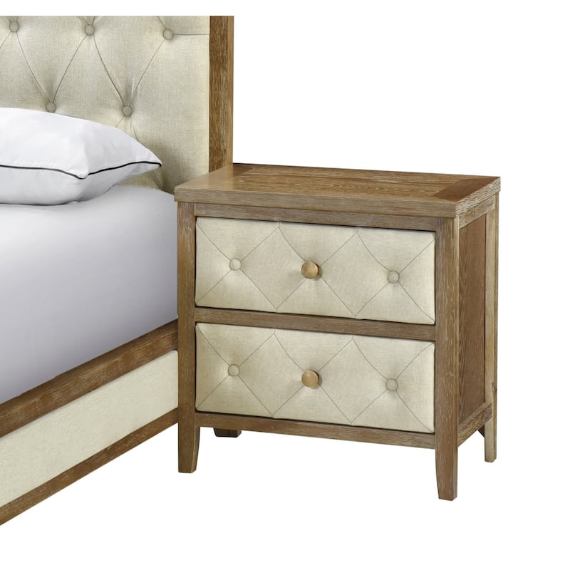 Nightstand 1pc Designed Drawers - Walnut