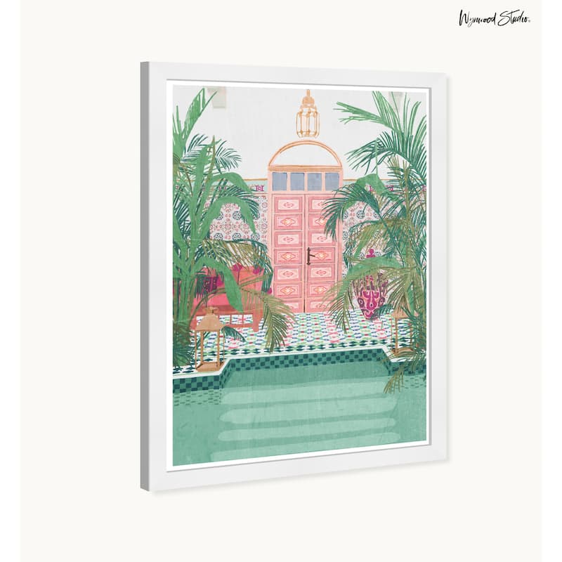 Wynwood Studio Jade Baths Framed Trendy Maximalist Decor 1 Piece Canvas Wall Art