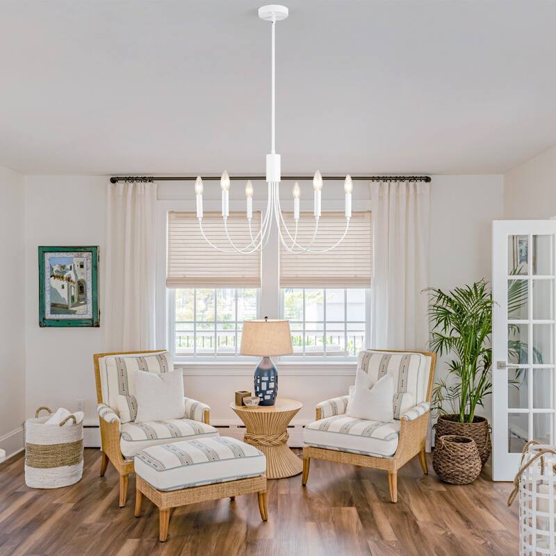6-Light Modern Candlestick Hanging Linear Chandelier Lighting Island Chandelier for Kitchen Island