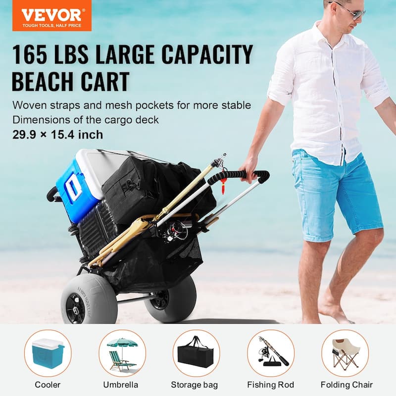 165LBS Loading Capacity Adjustable Height Folding Sand Cart