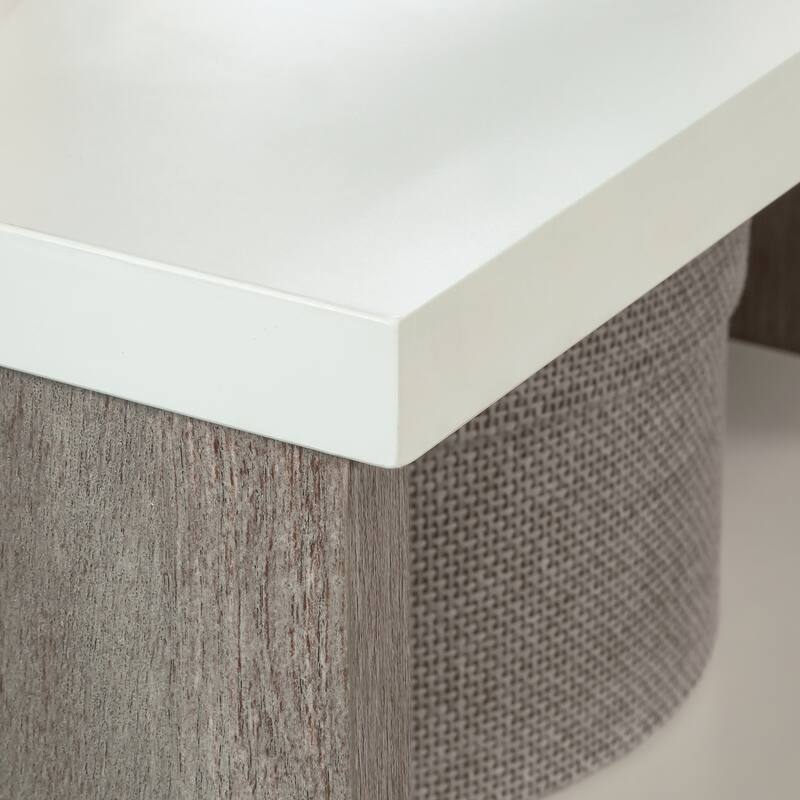 Wood Open Storage Cabinet with Adjustable Shelves, Brown - 32.05" W x 17.68" D x 30.00" H