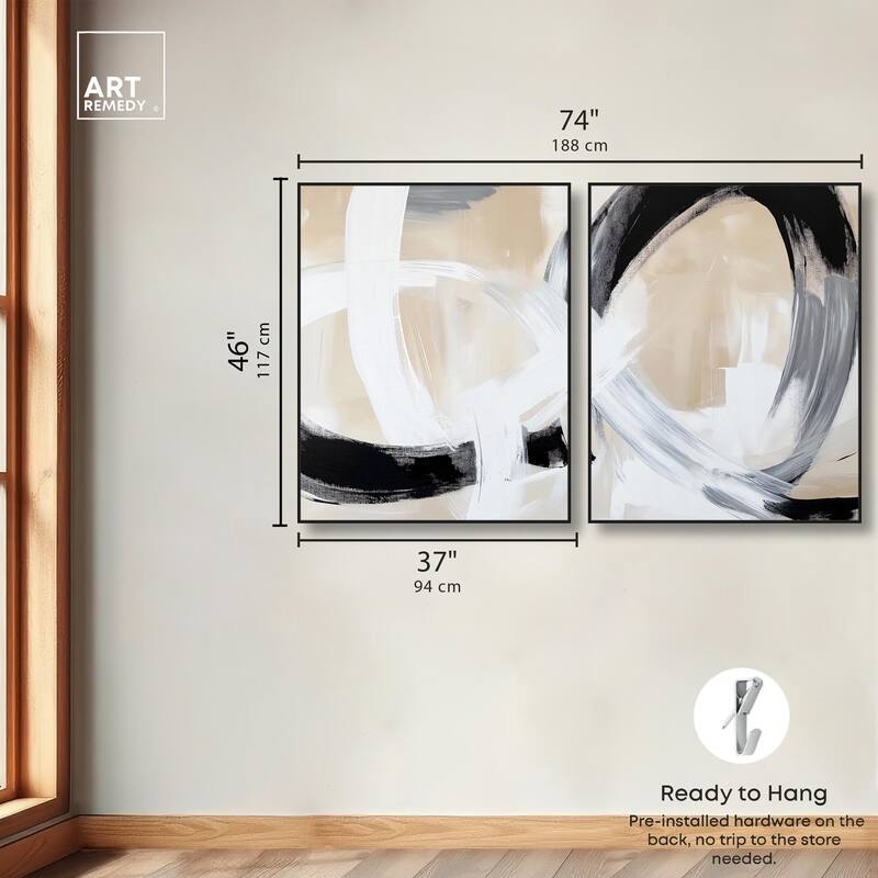 Neutral Interplay I Canvas Set of 2 by Art Remedy