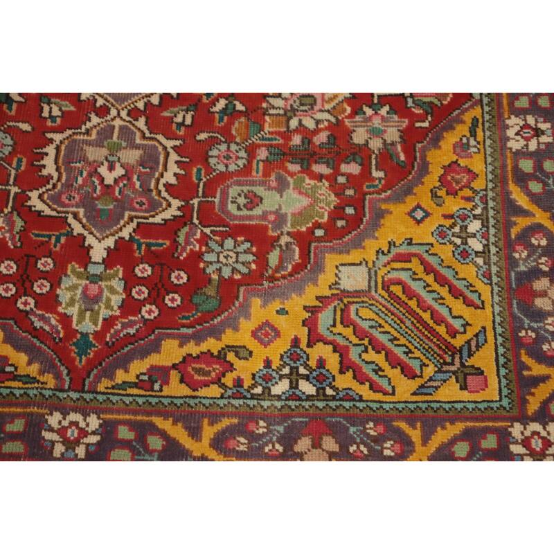 Hand Knotted Oriental 100% Wool Carpet Traditional Floral Red Tabriz Area Rug - 6' 1'' X 4' 5''