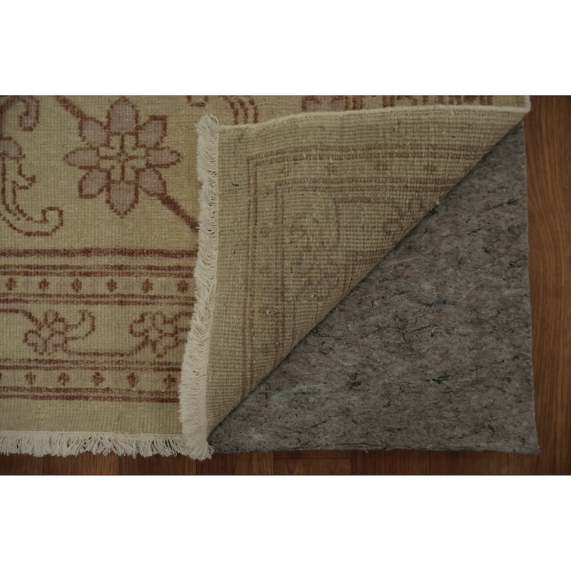 Hand Knotted Oriental 100% Wool Carpet Traditional Floral Beige & Ivories Peshawar Area Rug - 13' 9'' X 9' 9''