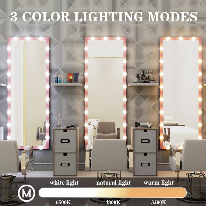62.6'' x 23.3'' Wall Mounted Full Length Mirror with 3 Color Lights