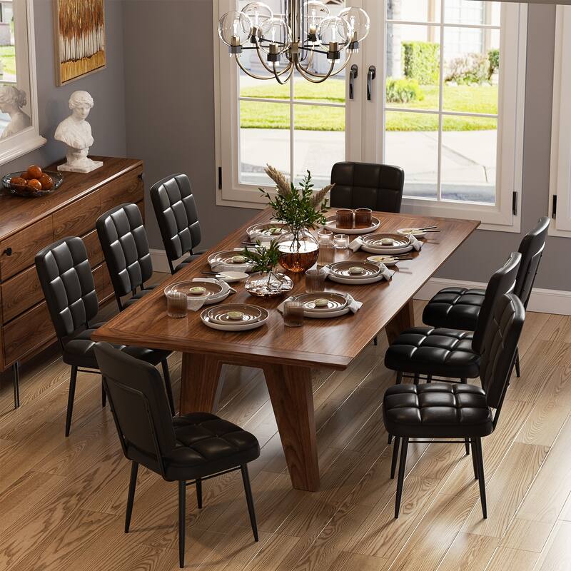 Modern Dining Chairs Set of 2/4/6/8, Upholstered Kitchen Chairs with Thick Cushion for Dining Room - Set of 8 - Classic Black