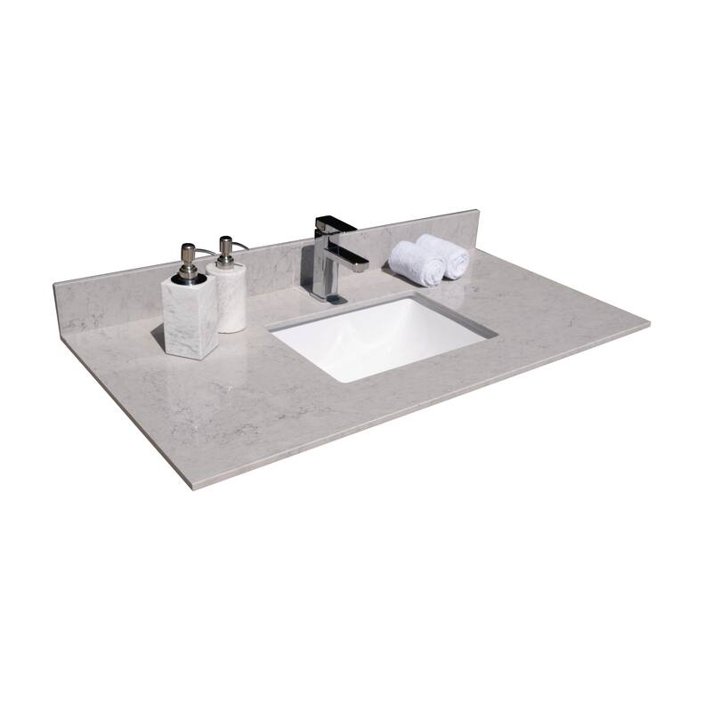 43 Inches Bathroom Stone Vanity Top with Undermount Sink and Single ...