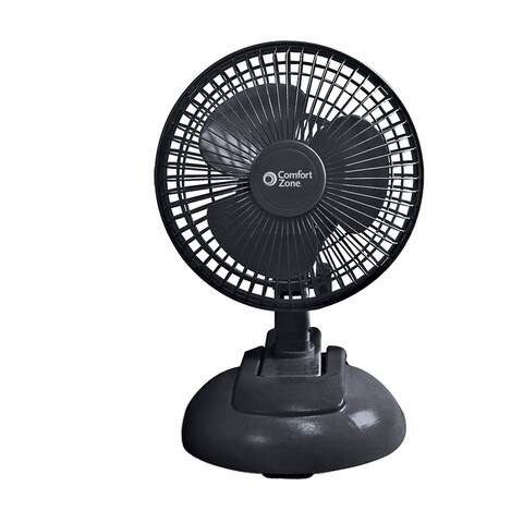 Comfort Zone CZ6XMBK 2-Speed 6-inch Clip Fan with Base and Adjustable Tilt