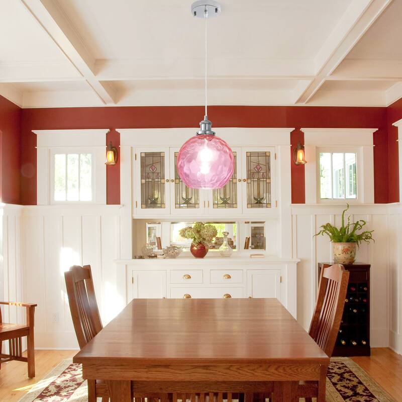 1-Light Metal Hanging Pendant Light with Glass Shade for Kitchen Island