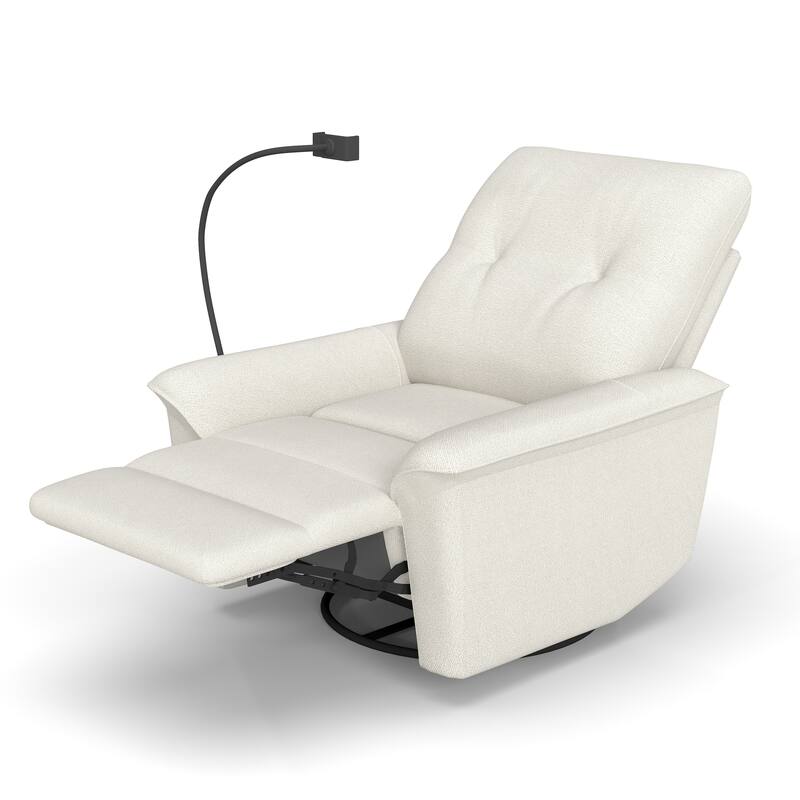 270°Power Swivel Rocker Recliner Chair w/Phone Holder, Electric Glider Reclining Sofa with USB Ports, Power Swivel Glider