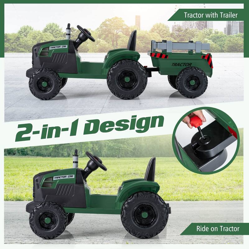 Costway 24V Ride On Tractor for Kids with Detachable Trailer Remote - See Details