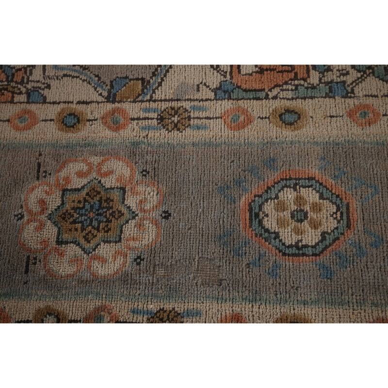 Geometric Gray Tabriz Persian Vintage Area Rug Handmade Wool Carpet - 9'11"x 13'4"
