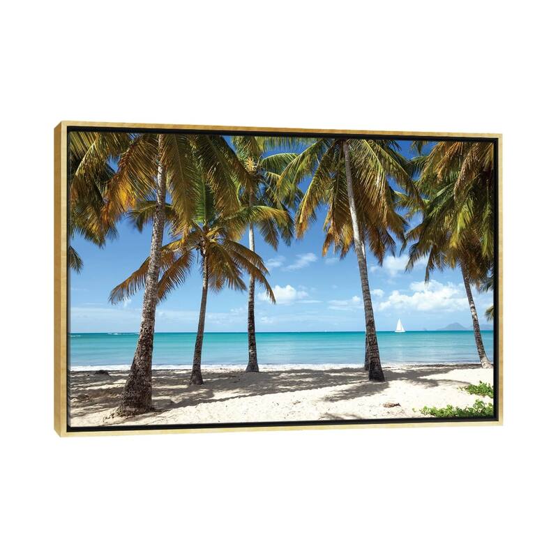 iCanvas "Sail Boat In The Caribbean Sea" by Matteo Colombo Framed Canvas Print - Gold - 26x40