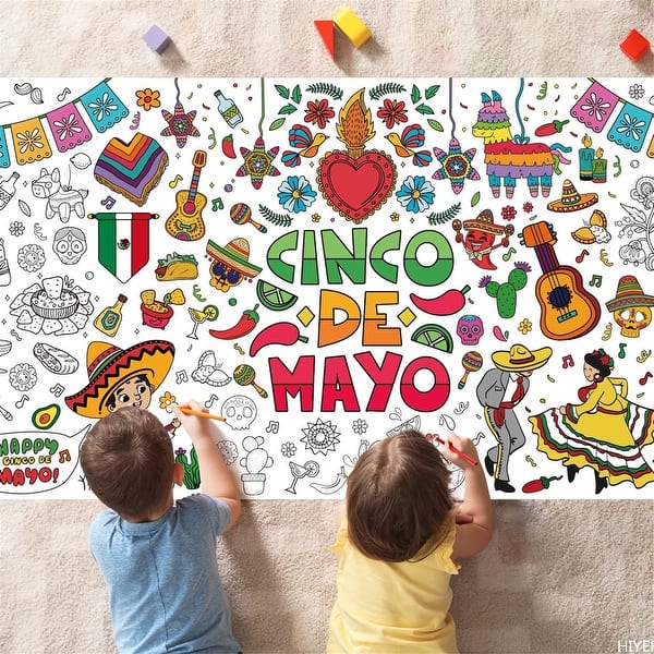 slide 2 of 5, Fiesta Giant Coloring Poster/Tablecloth Red