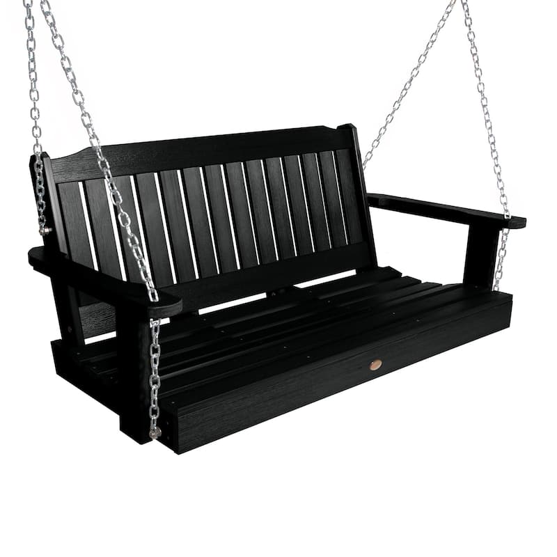 Highwood Lehigh 4-Foot Eco-friendly Synthetic Wood Porch Swing - Black