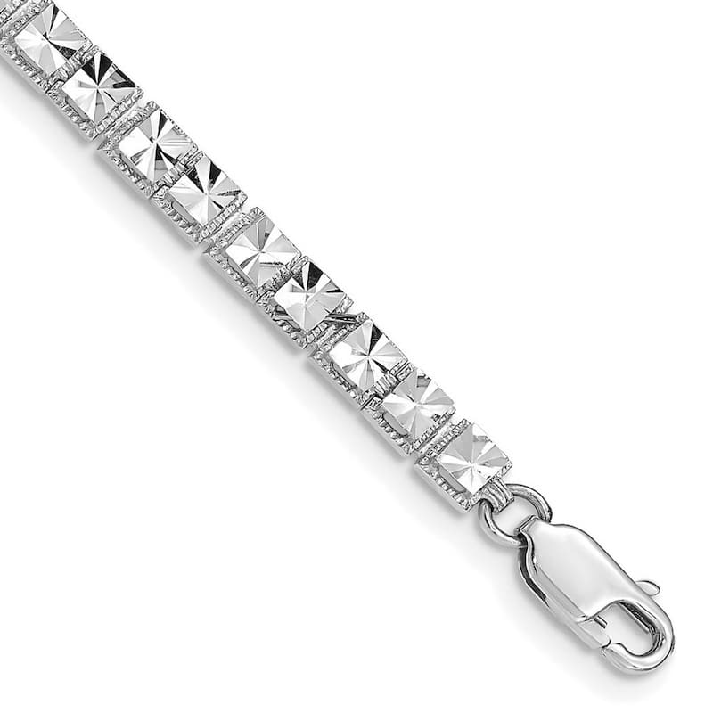 Curata 14k White Gold Sparkle Cut Bracelet 7.25 Inch
