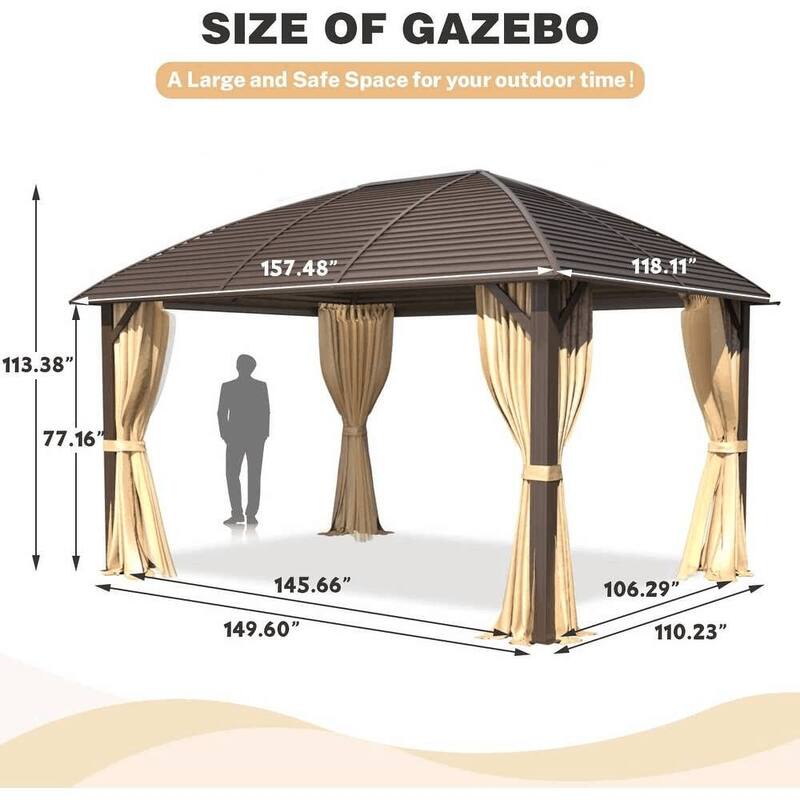 Pro Series Outdoor Hardtop Gazebo Pergola | Galvanized Steel Roof & Aluminum Frame | Includes Premium Curtains & Netting