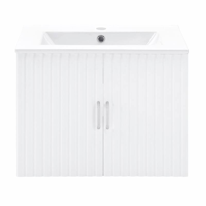 24" Floating Bathroom Vanity with White Porcelain Sink and Soft-Close Doors