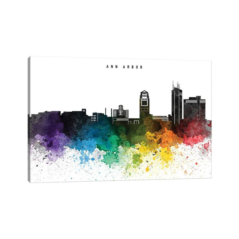 iCanvas "Ann Arbor Rainbow Style Skyline" by WallDecorAddict Canvas Print