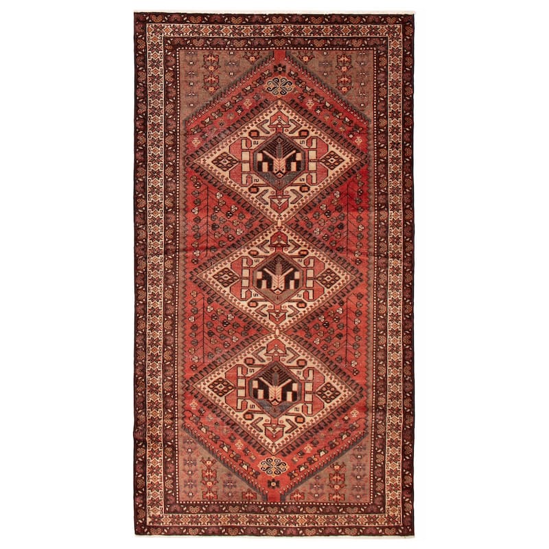 ECARPETGALLERY Hand-knotted Melis Vintage Red Wool Rug - 5'0 x 9'4 - Light Red - 5'0 x 9'4