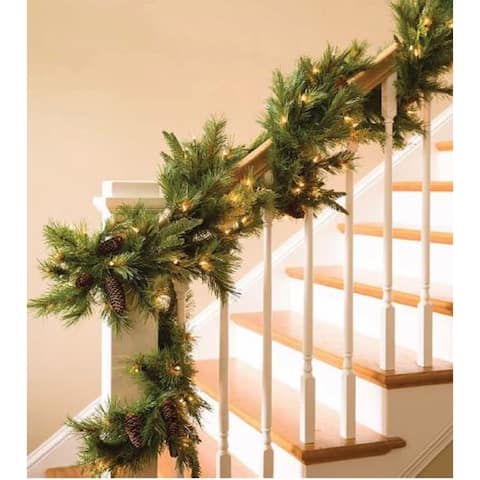 9-ft. Mixed Mountain Cypress Garland w/ Incandescent Plug-in - 9'