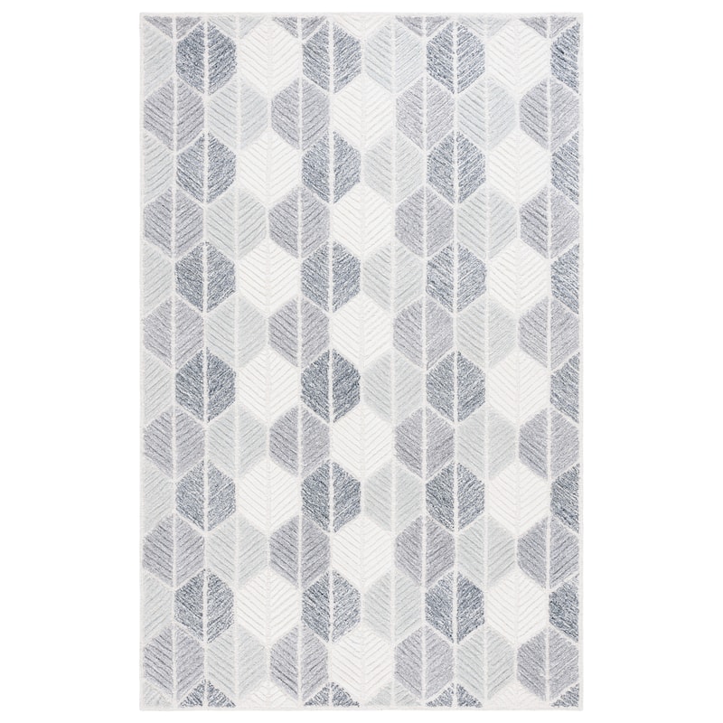 SAFAVIEH Handmade Ebony Sidonie Modern Wool Rug - 3' x 5' - Grey/Ivory