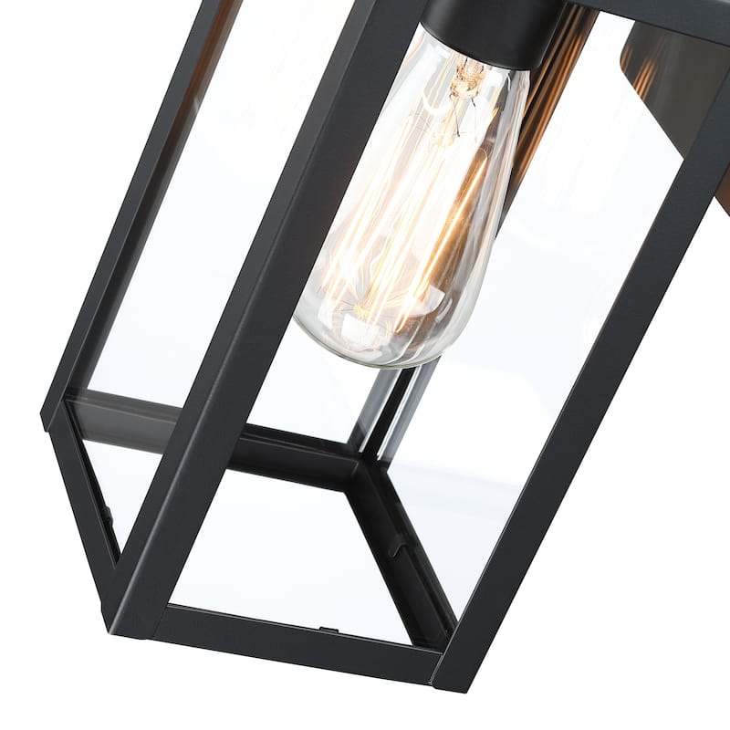 2-pack 1-Light 13.70 in. Matte Black Outdoor Wall Lantern with Clear Glass Shade(dusk to dawn could be chosen)