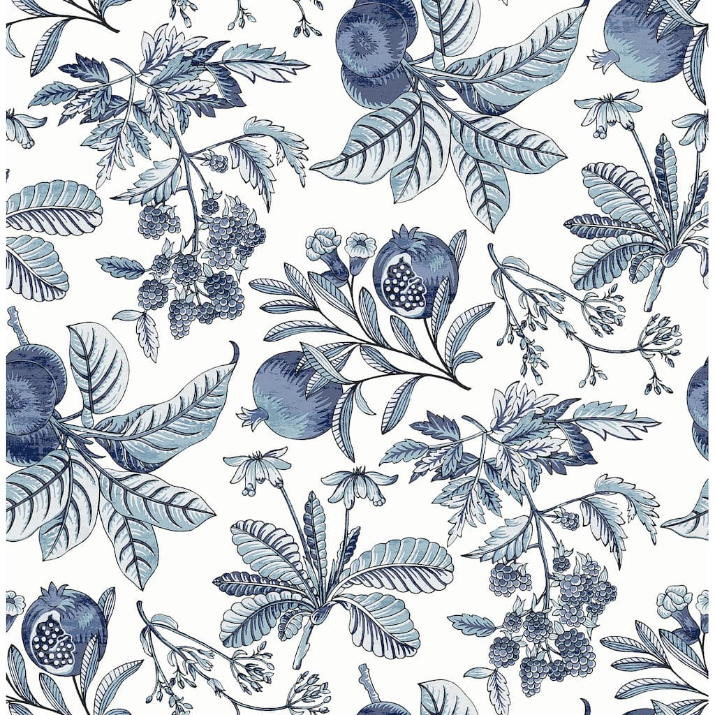 A-Street Prints Cecilia Blue Fruit Wallpaper