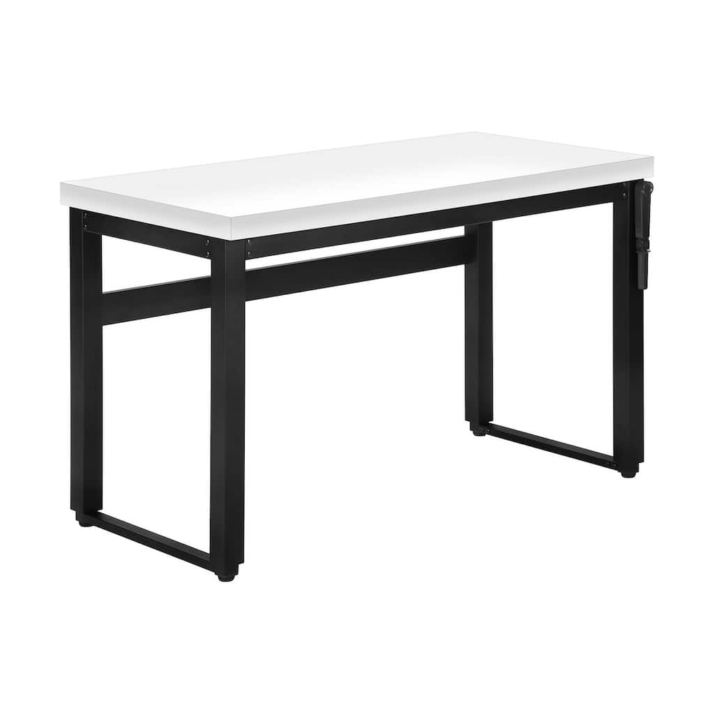 Computer Desk, Home Office, Standing, Adjustable, 48"l, Work, Laptop, White Laminate, Black Metal, Contemporary, Modern