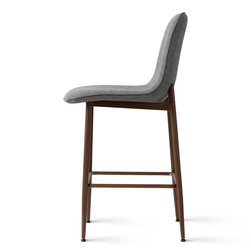 26" Seat Height Upholstered Counter Height Bar Stools with Walnut Metal Leg (Set of 3)