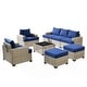 preview thumbnail 48 of 62, XIZZI 8-Piece Patio Wicker Furniture Conversation Set with Coffee Table