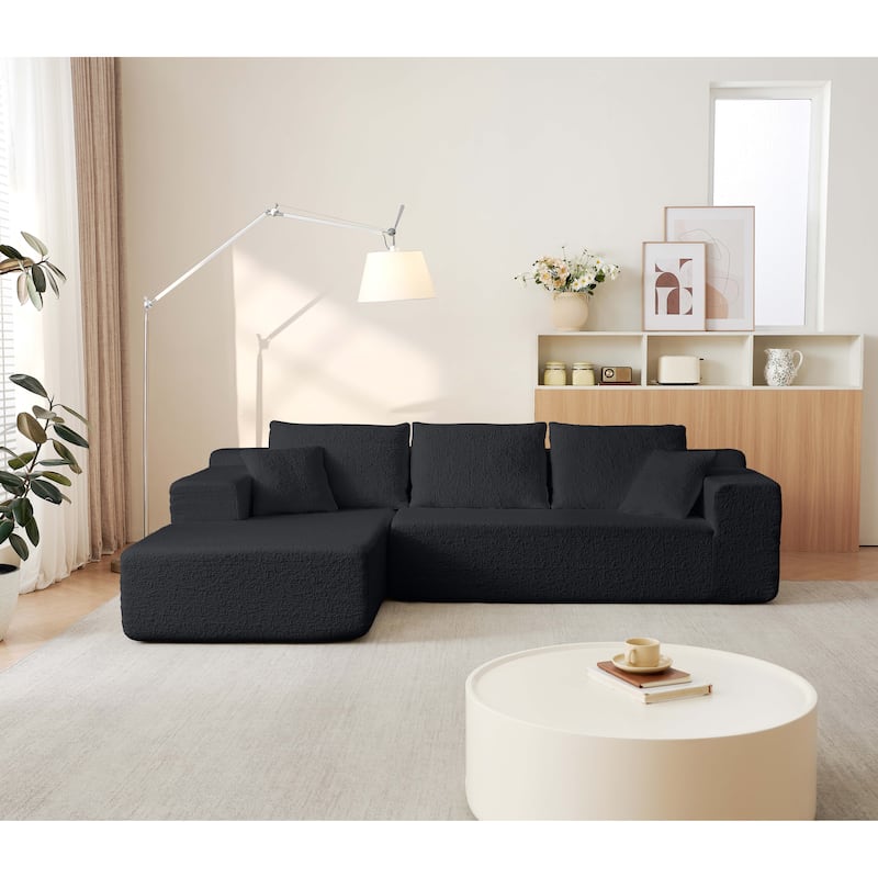 GDFStudio - 104" Cloud Modern Innovative Chenille Modular Sofa with L-Shape Chaise and Deep Seat, No Assembly Required