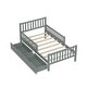 preview thumbnail 5 of 59, Vertical Headboard Footboard Platform Bed Frame, Both Side Guardrails, Wooden Slat Panel Bed with 2 Storage Drawers