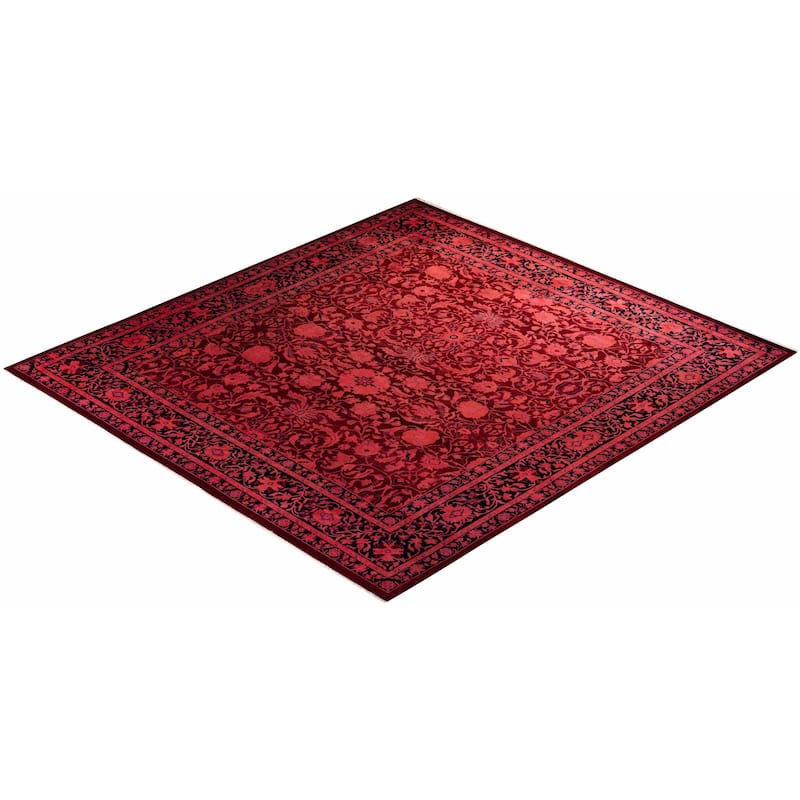 Overton Hand Knotted Wool Vintage Inspired Modern Contemporary Overdyed Pink Square Area Rug - 10' 1" x 10' 10"