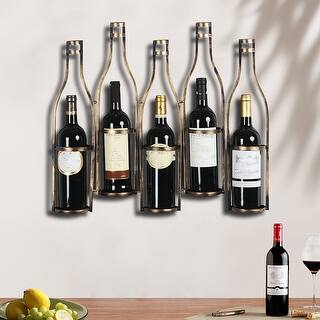 5 Bottle Wall Mounted Wine Rack Stylish Modern Wine Storage - 23.2"x 3. ...